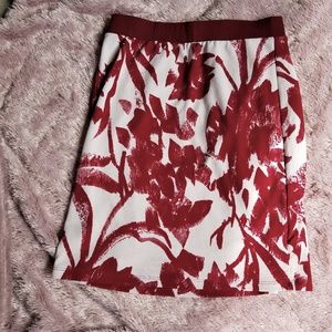 Stitch Fix Gilli Dark Red and Cream Floral Skirt
